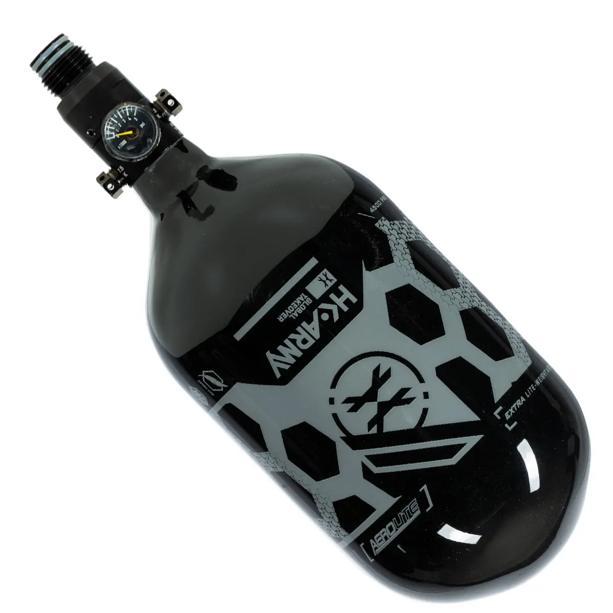 Hk Army "Extra Lite" Carbon Fiber Tank - Standard Reg - Hex - 80/4500 Psi - Black/Grey (Hydro Date 02/2022) 1