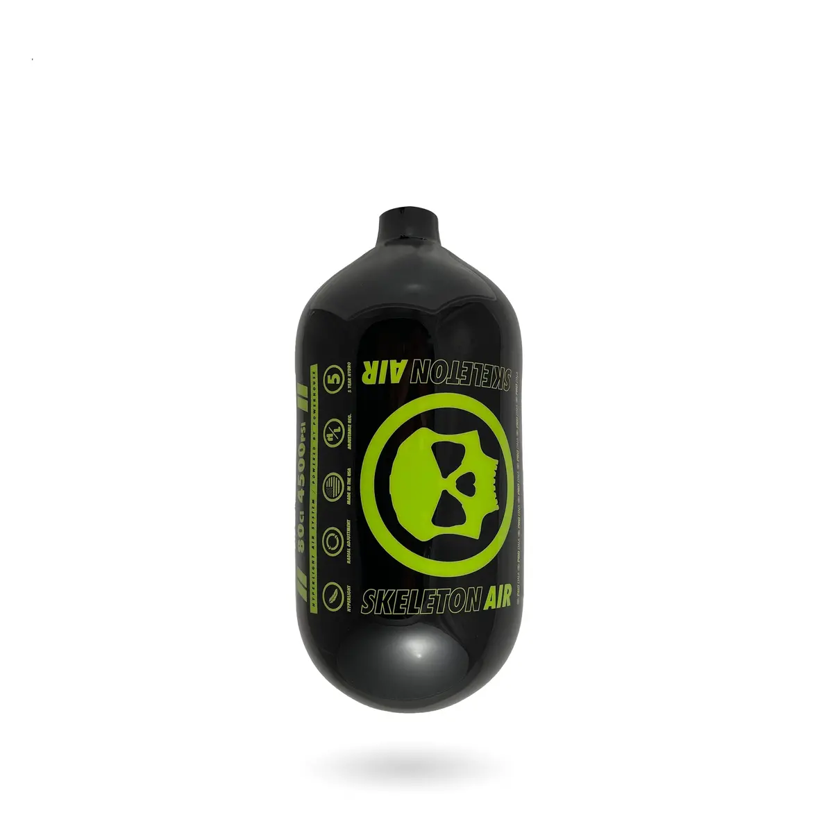 Infamous Skeleton Air "Hyperlight" Paintball Tank Bottle Only - Black / Volt - 80/4500 Psi 1