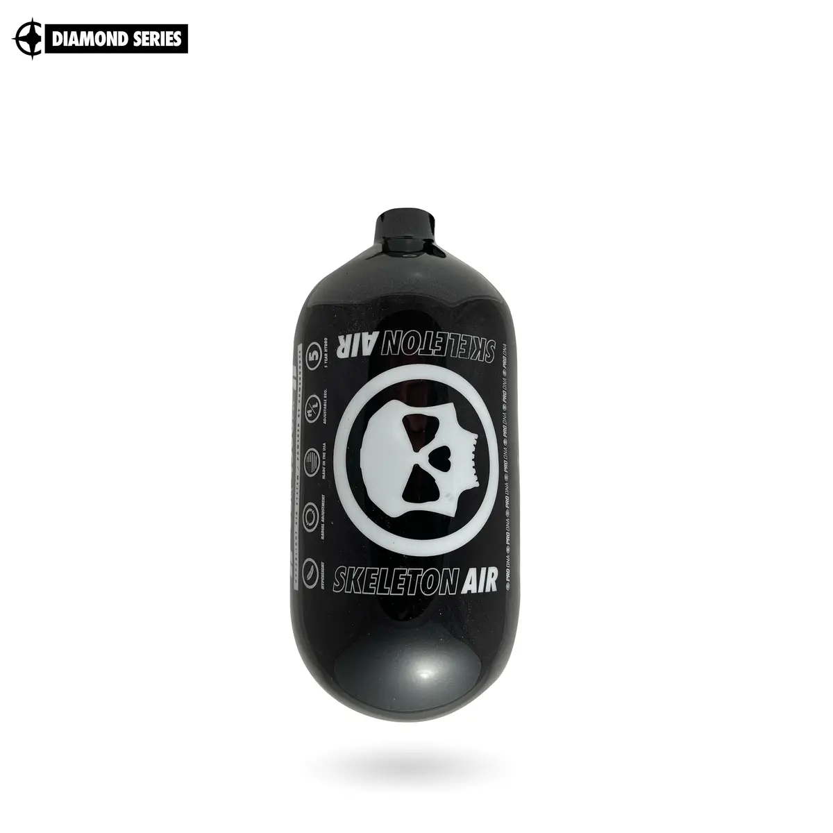 Infamous Skeleton Air "Hyperlight" Paintball Tank Bottle Only - Diamond Series - Black / White - 80/4500 Psi 1
