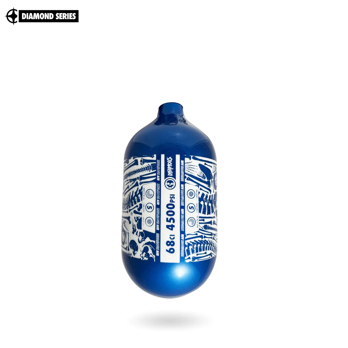 Infamous Air "Bones" Paintball Tank - Diamond Series - Bottle Only -  68Ci / 4500Psi - Blue / White 1