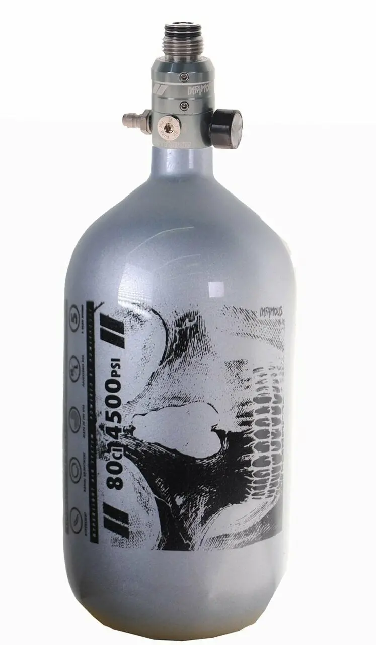 Infamous Air Hyperlight Savage Skull Diamond Series Paintball Tank - Bottle Only - Silver/Black - 80Ci / 4500Psi 1