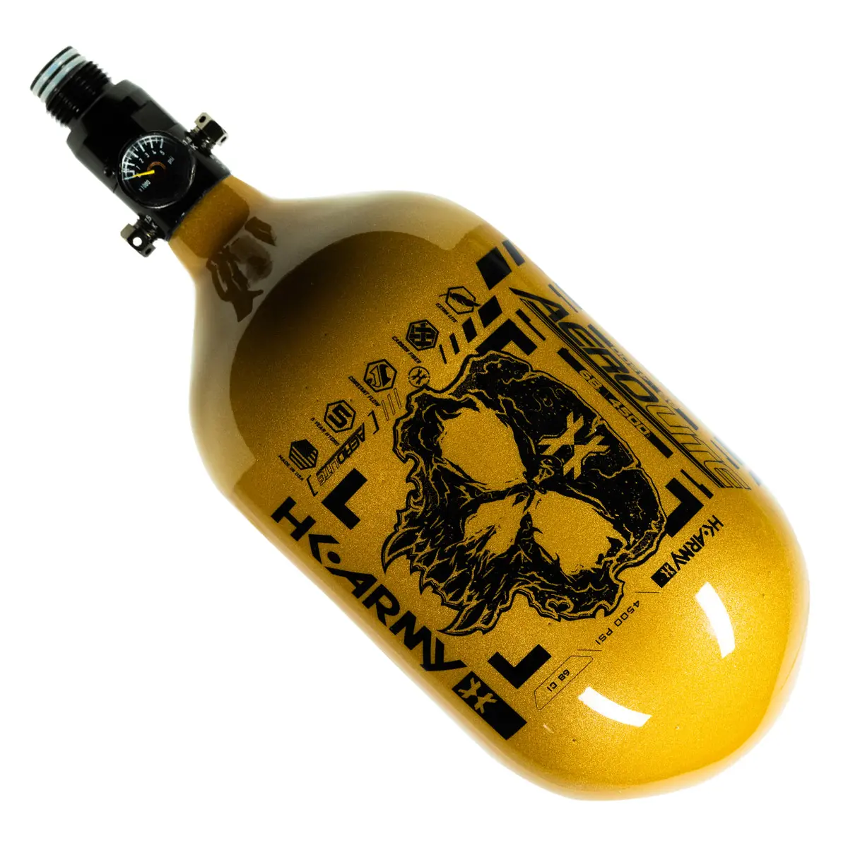 Hk Army "Extra Lite" Carbon Fiber Tank - Standard Reg. - Doom -68/4500 Psi - Gold/Black 1
