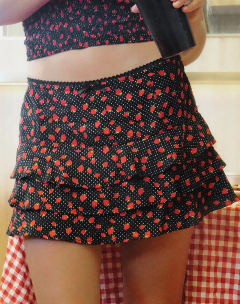 Camigi Mini Skirt In Strawberry Polka Black 1