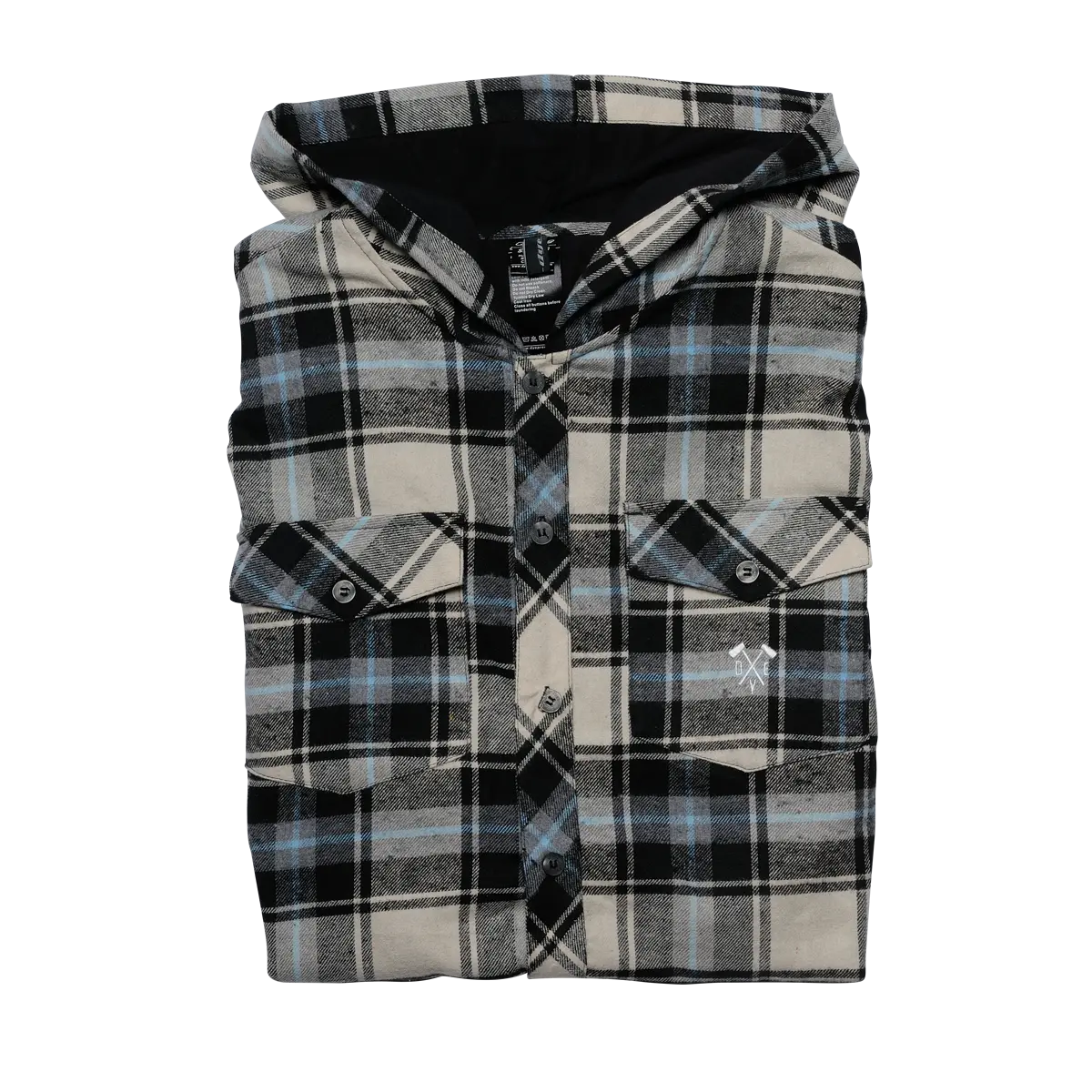 Hooded Flannel - Blue / Tan 1