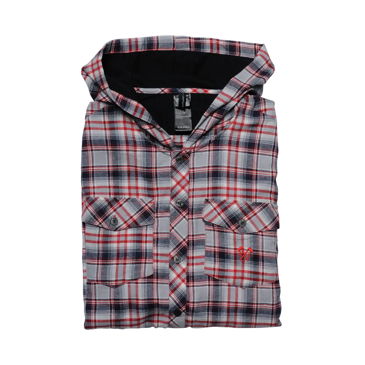 Hooded Flannel - Gray / Red 1