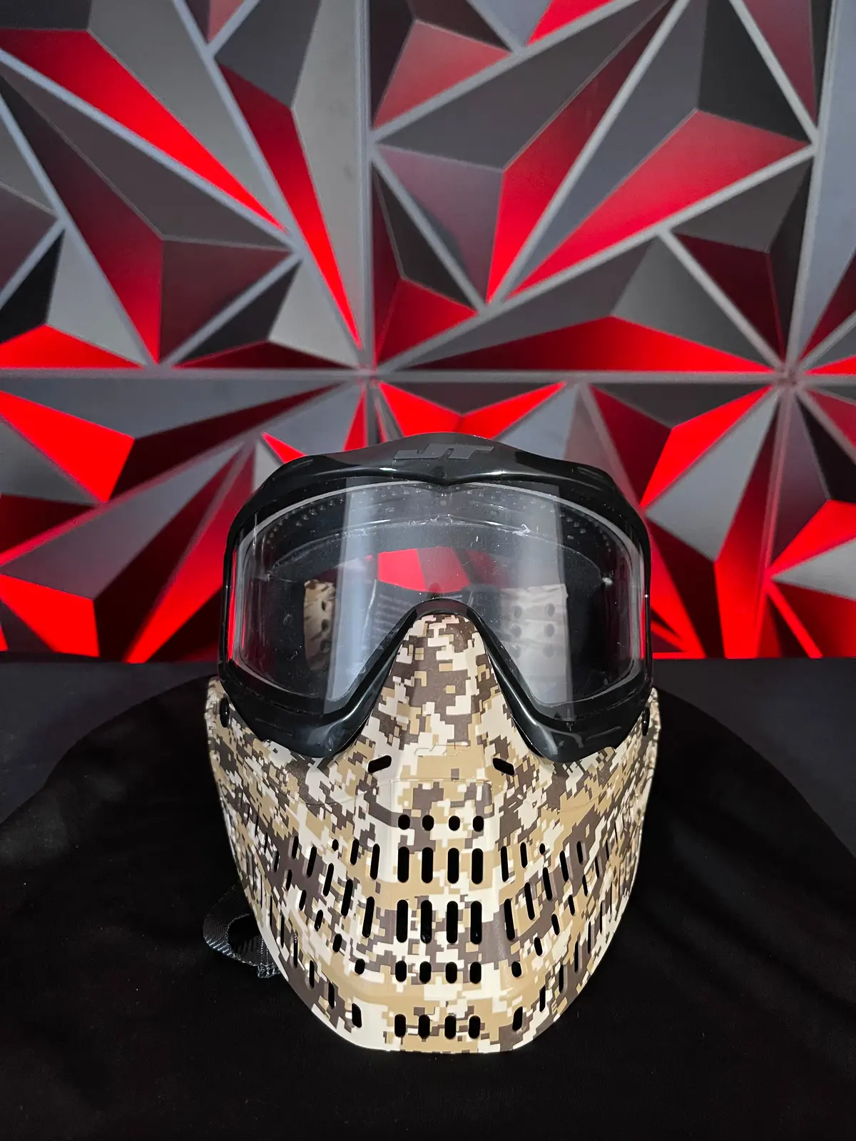 Used Jt Proflex Paintball Mask - Digital Camo Skirt And Black Frame W/Soft Goggle Bag 1