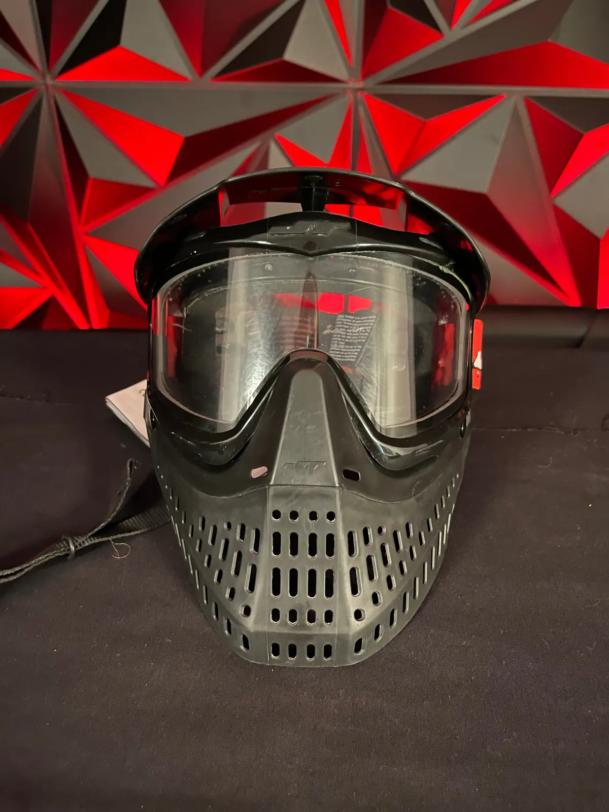 Used Jt Spectra Proflex Paintball Mask - Black W/ Red Bandana Strap 1