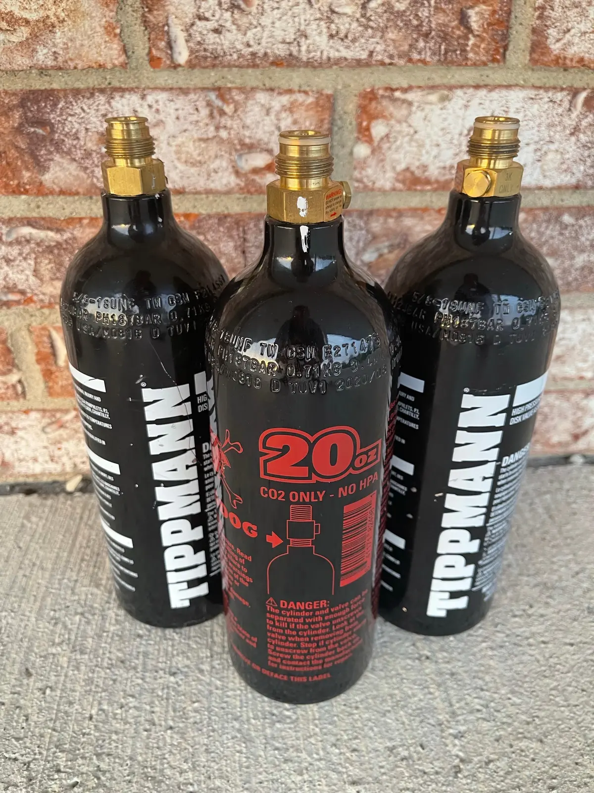 Used Tippmann / Maddog 20 Ounce Co2 Paintball Tanks - Lot Of 3 1