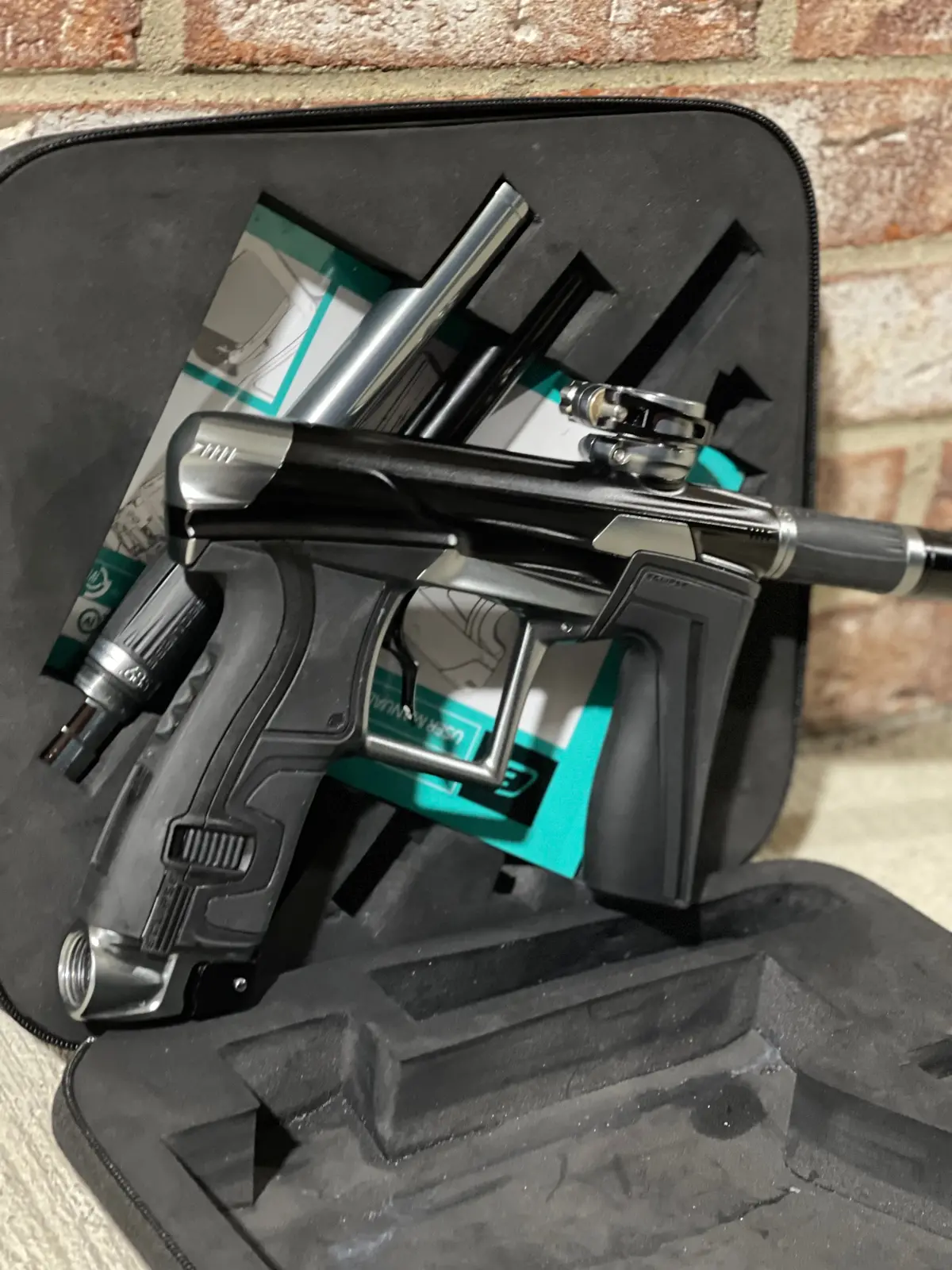 Used Planet Eclipse Geo 4 Paintball Gun - Black/Pewter W/ Infamous Deuce Trigger And 3 Fl Backs 1