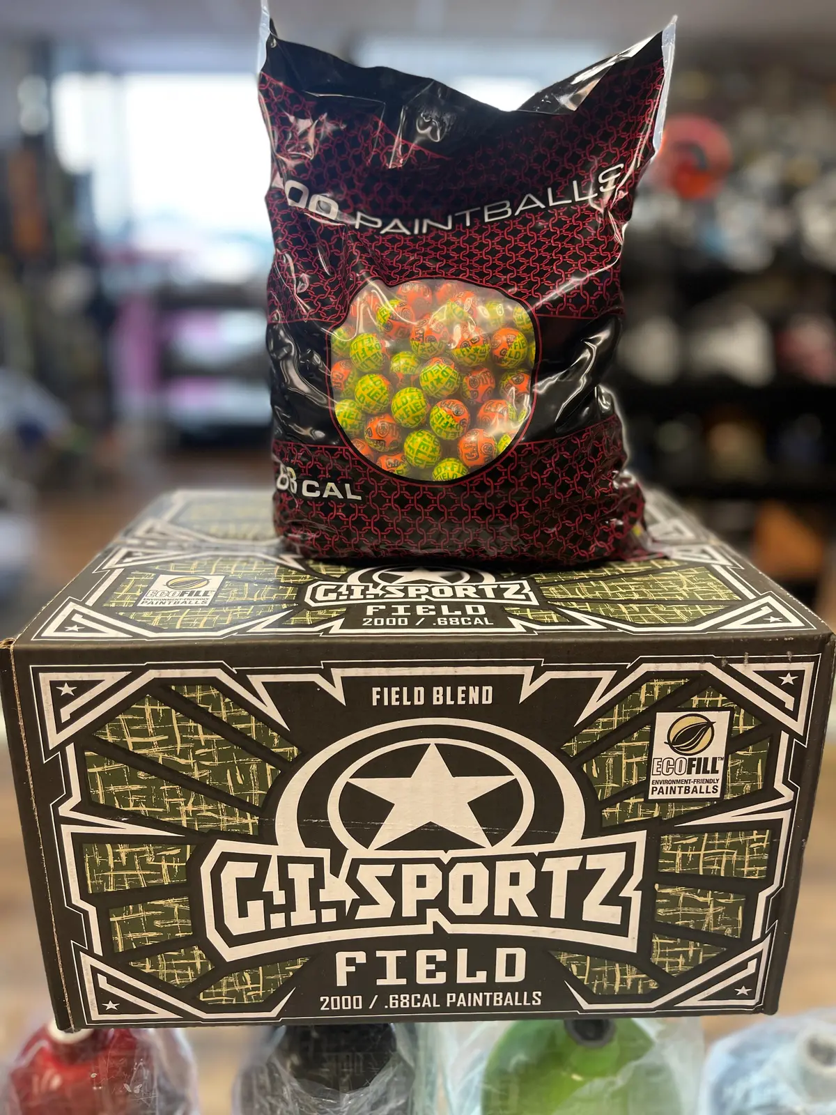 Gi Sportz Field Paintballs - 2000 Paintballs - Orange / Yellow Shell - Yellow Fill 1