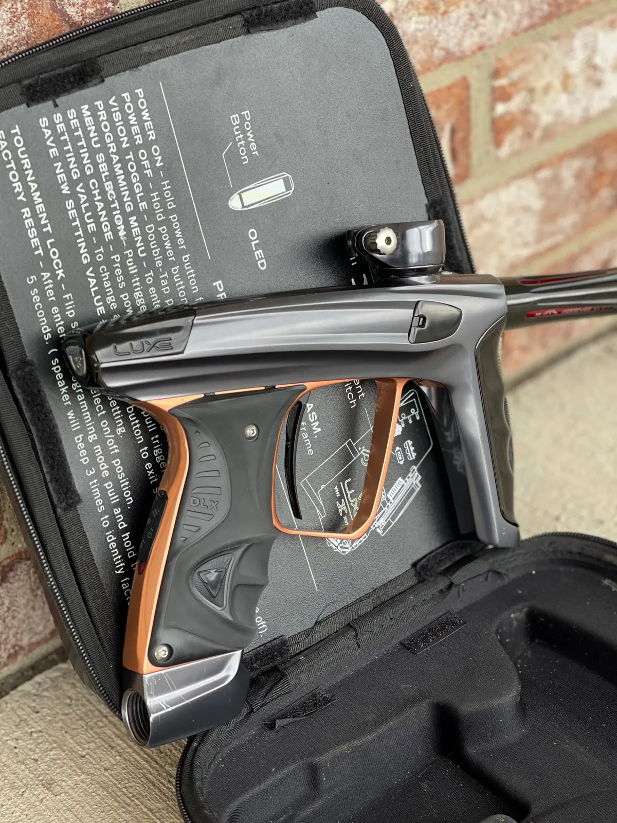 Used Dlx Luxe X Paintball Gun - Gloss Pewter W/Copper Trigger Frame 1