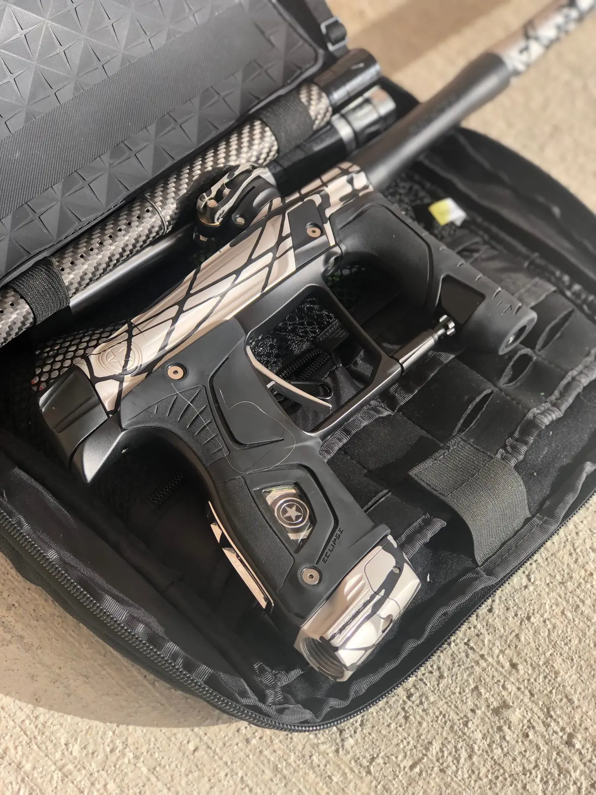 Used Gi Sports Stealth Paintball Gun- Silver/Black Splash 1