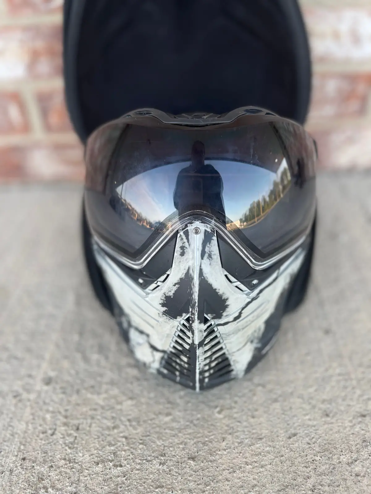 Used Push White Skull Paintball Mask W/ Hard Carry Case 1