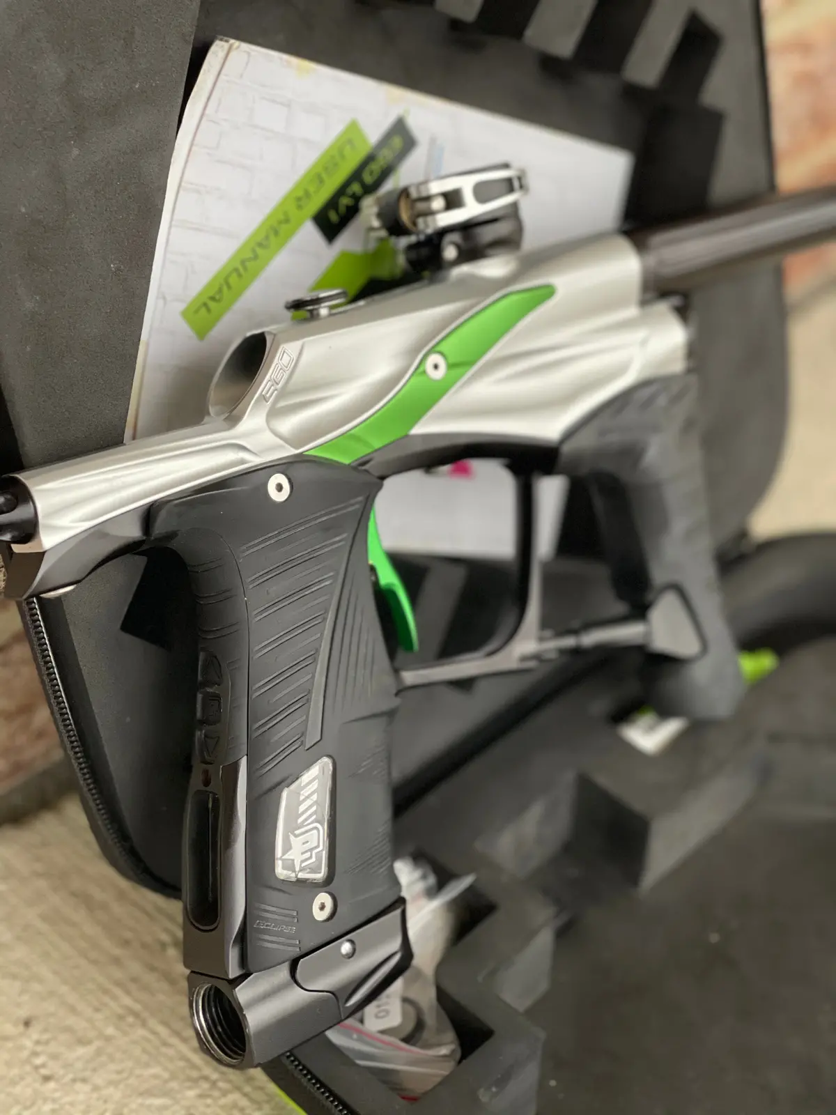Used Planet Eclipse Lv1.1/1.5 Paintball Gun - Silver/Black/Green 1