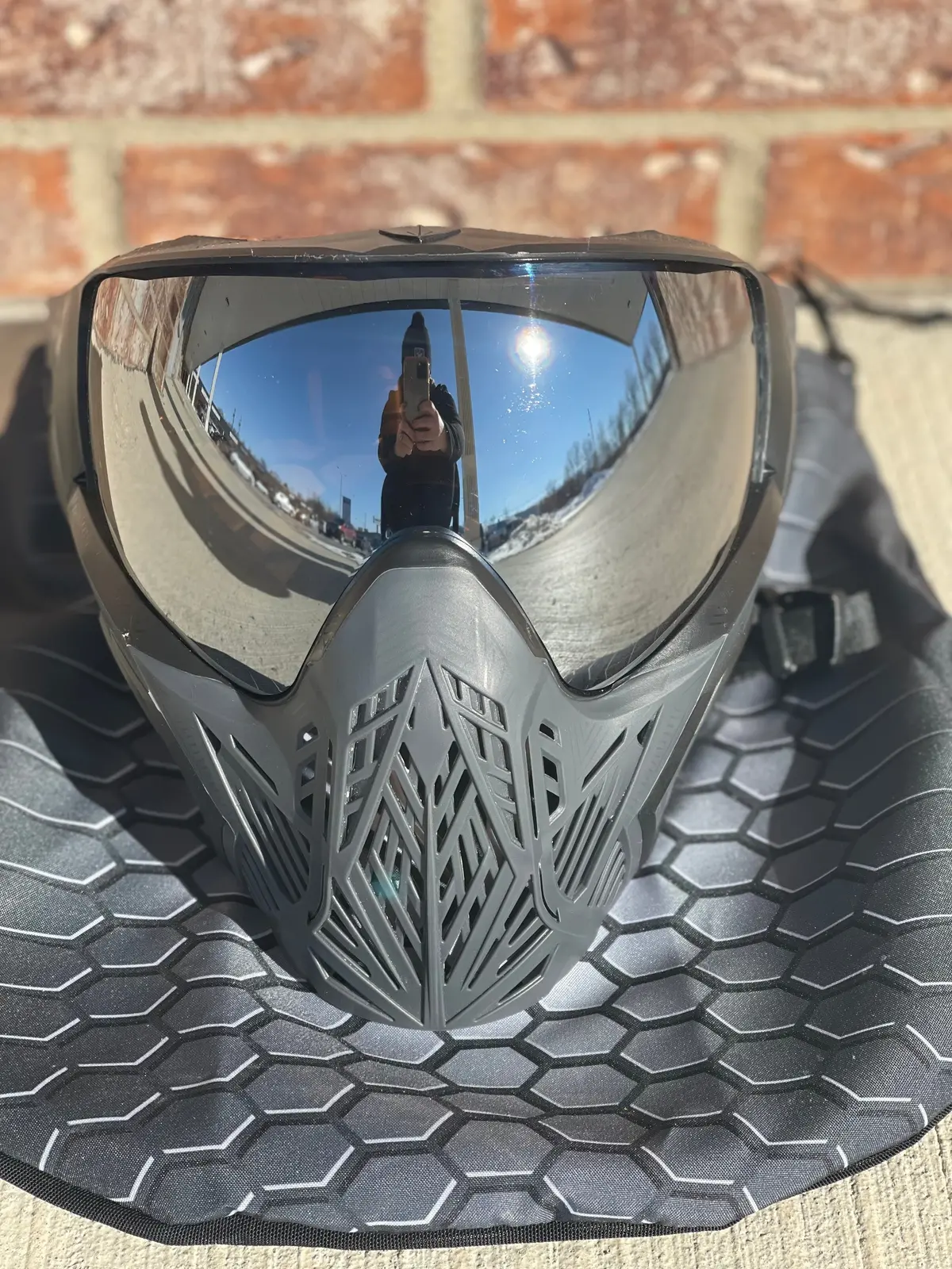 Used Bunker Kings Cmd Paintball Mask - Black Ninja W/Goggle Bag 1