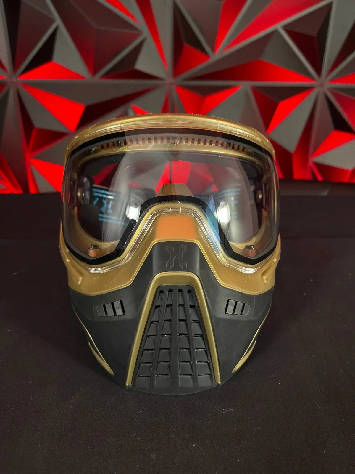 Used Hk Army Klr Paintball Mask - Black/Gold W/ Clear Lens 1