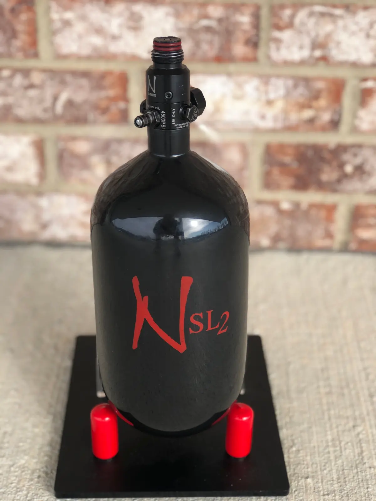 Used Ninja Sl2 77/4500 Paintball Tank - Black W/ Red W/ Ultralite Reg 1