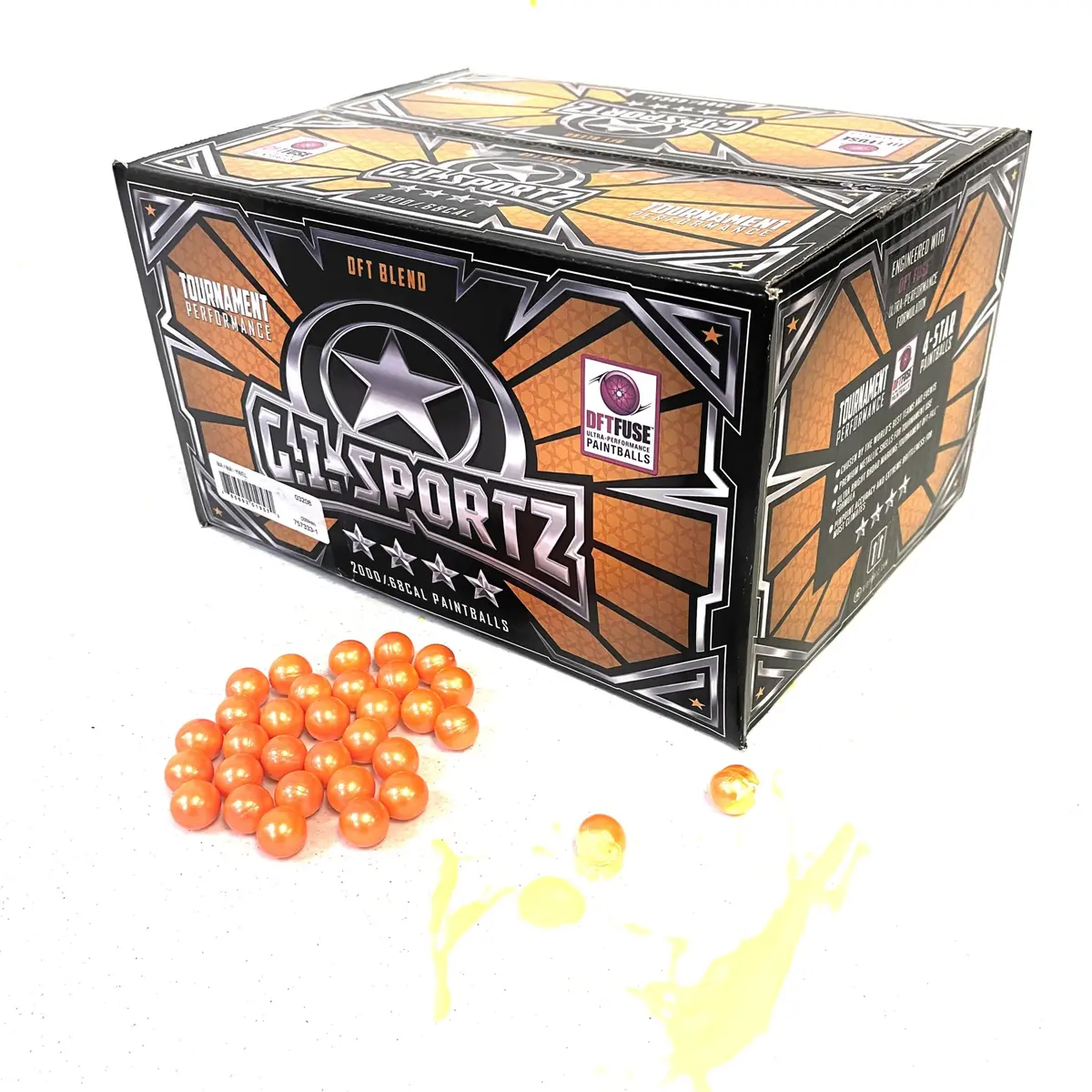 Gi Sportz 4 Star Paintballs - 2000 Paintballs - Magma Shell - Yellow Fill 1