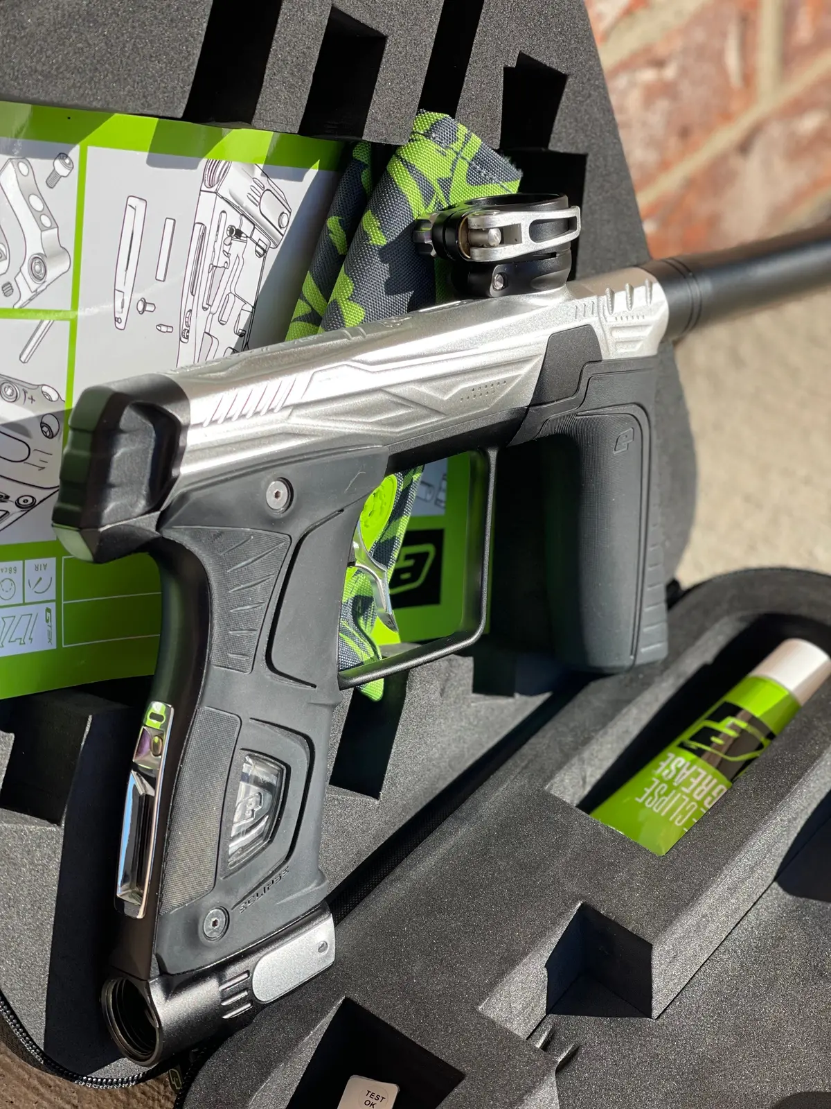 Used Hk Army/Planet Eclipse Gtek 170R Paintball Gun - Silver / Black With Infamous Deuce Trigger 1