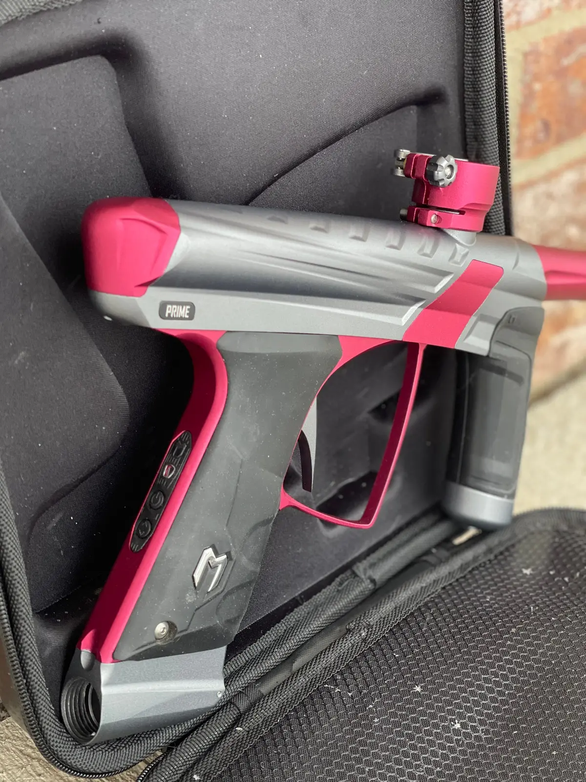 Used Macdev Prime Xts Paintball Gun - Dust Grey / Dust Red W/ Additional Stock Deuce Trigger 1