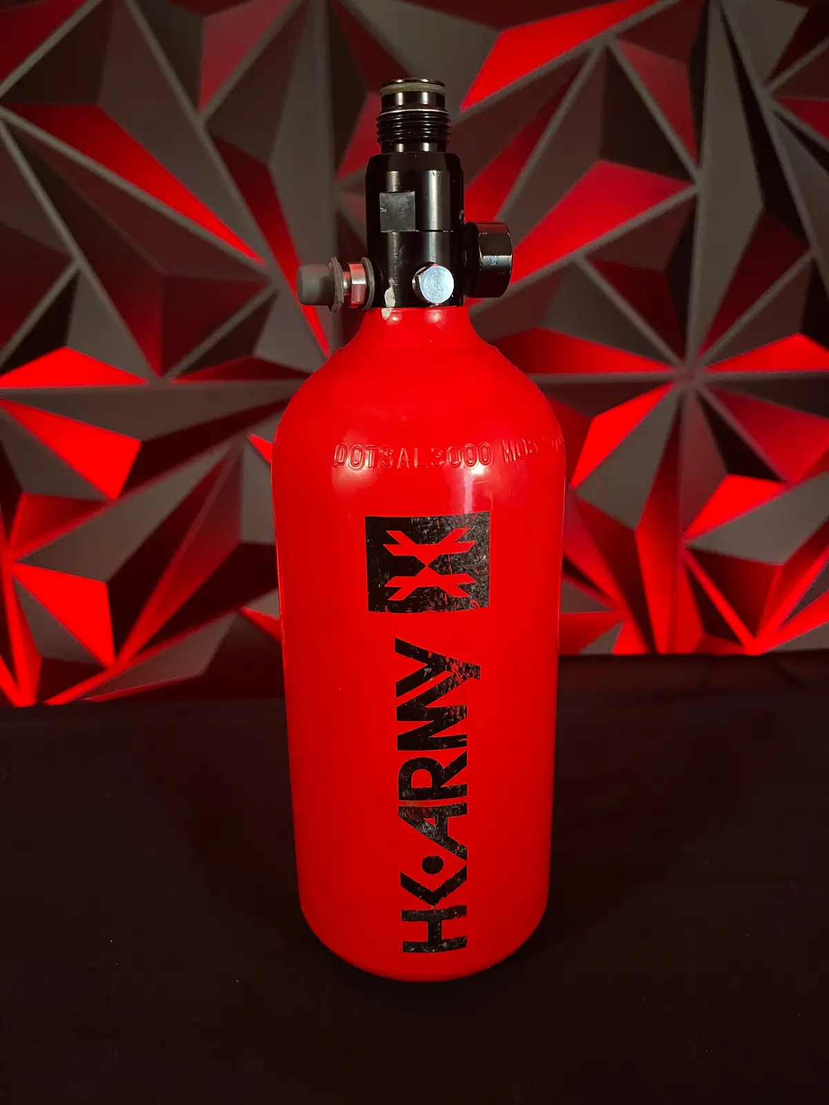 Used Hk Army 48/3000 Paintball Tank - Red W/ Rubber Fill Nipple 1