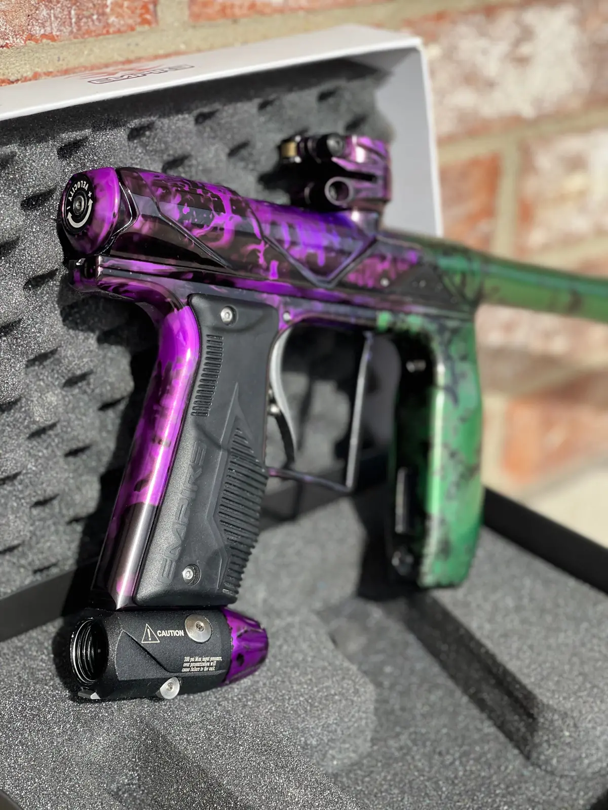 Used Empire Axe Pro Paintball Gun - Acid Wash Pruple / Green 1