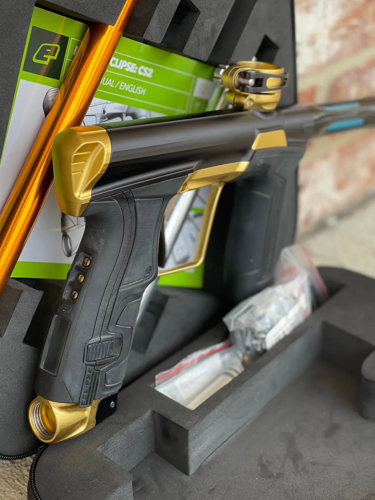 Used Planet Eclipse Cs2 Pro Paintball Gun - Black / Gold W/ Freak Xl Barrel 1