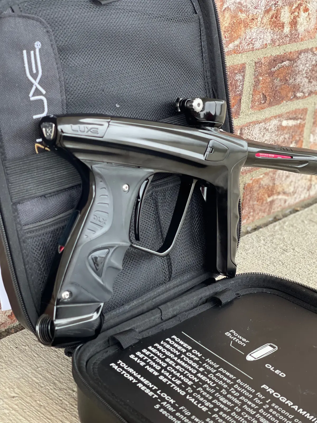 Used Dlx Luxe X Paintball Gun - Polished Black W/ 16" Freak Tip 1