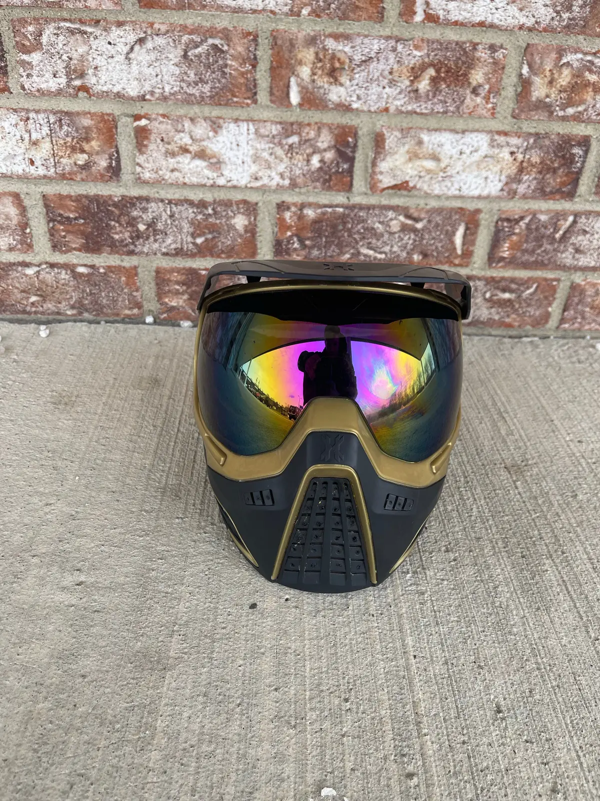 Used Hk Army Klr Paintball Mask- Metallic Gold W/ Fusion Lens 1