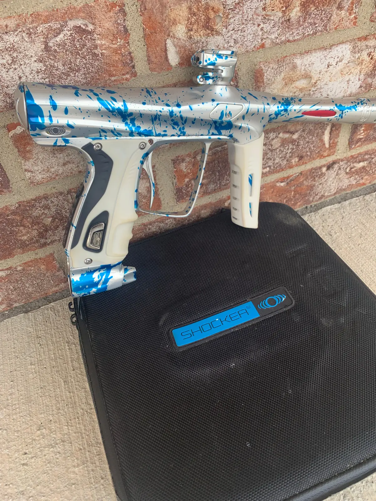 Used Shocker Rsx Paintball Marker - Silver/Blue Splash 1