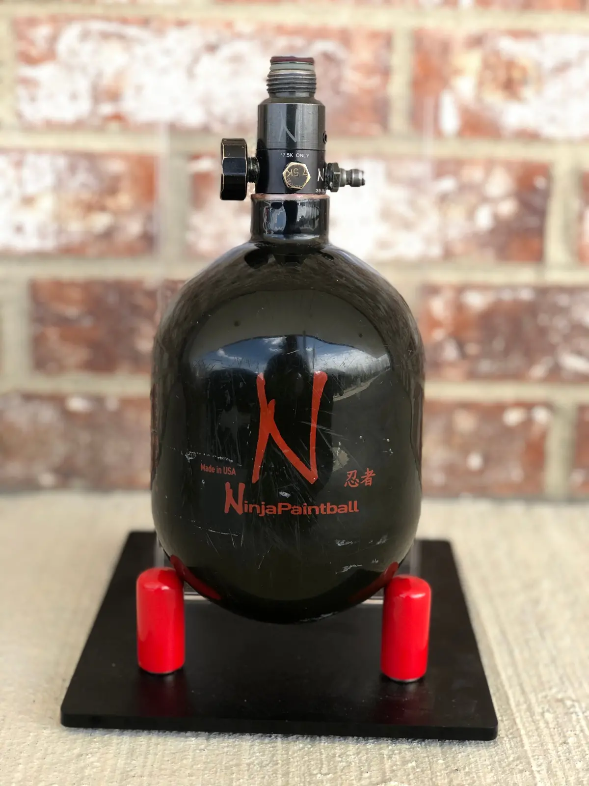 Used Ninja 50/4500 Paintball Tank- Black With Red Logo 1