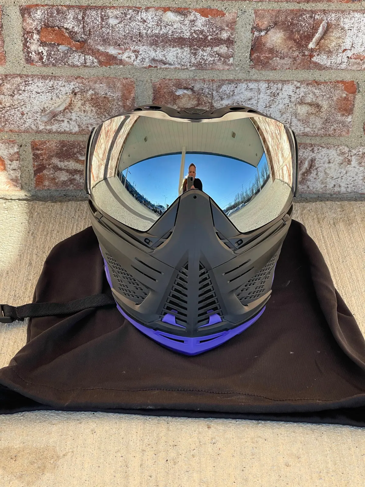 Used Push Unite Paintball Mask - Black With Purple Chin Extender 1