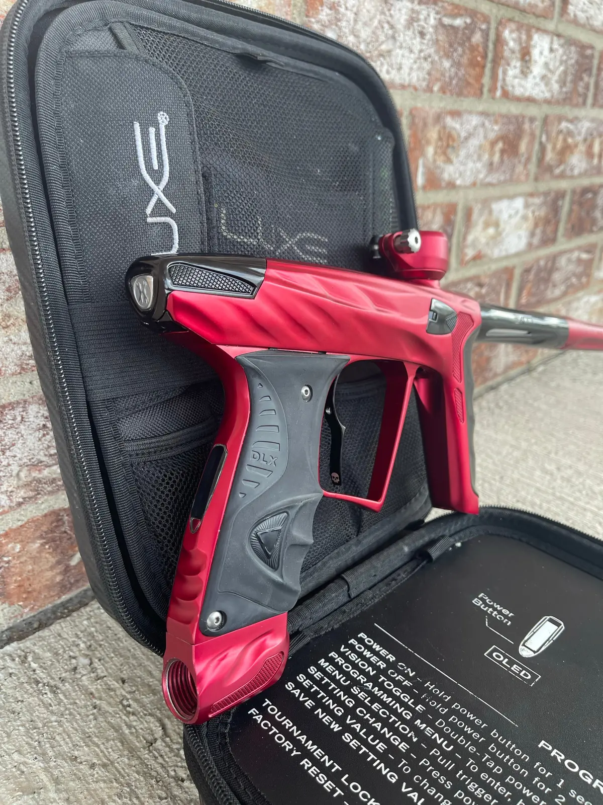 Used Hk Army Dlx Luxe X A51 Paintball Gun - Dust Red/Polished Black W/Infamous Deuce Trigger & Carbon Ic Barrel 1