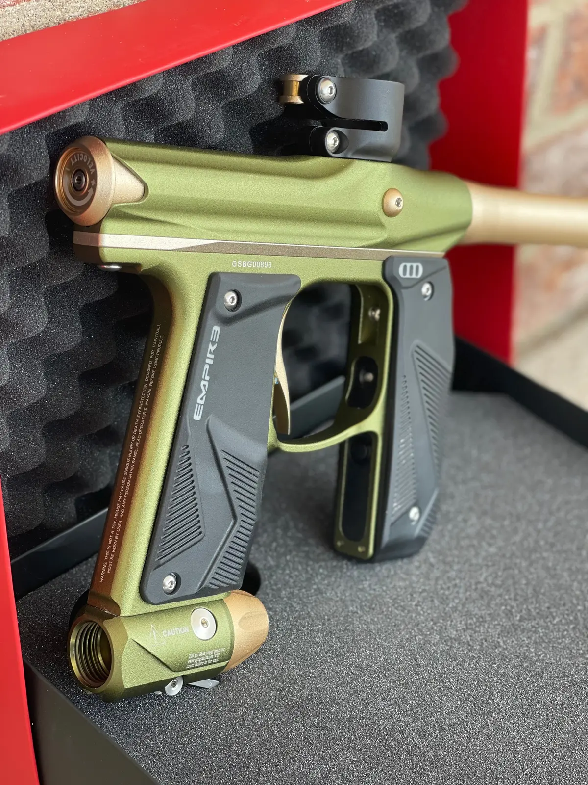 Used Empire Mini Gs Paintball Gun - Olive/Gold 1