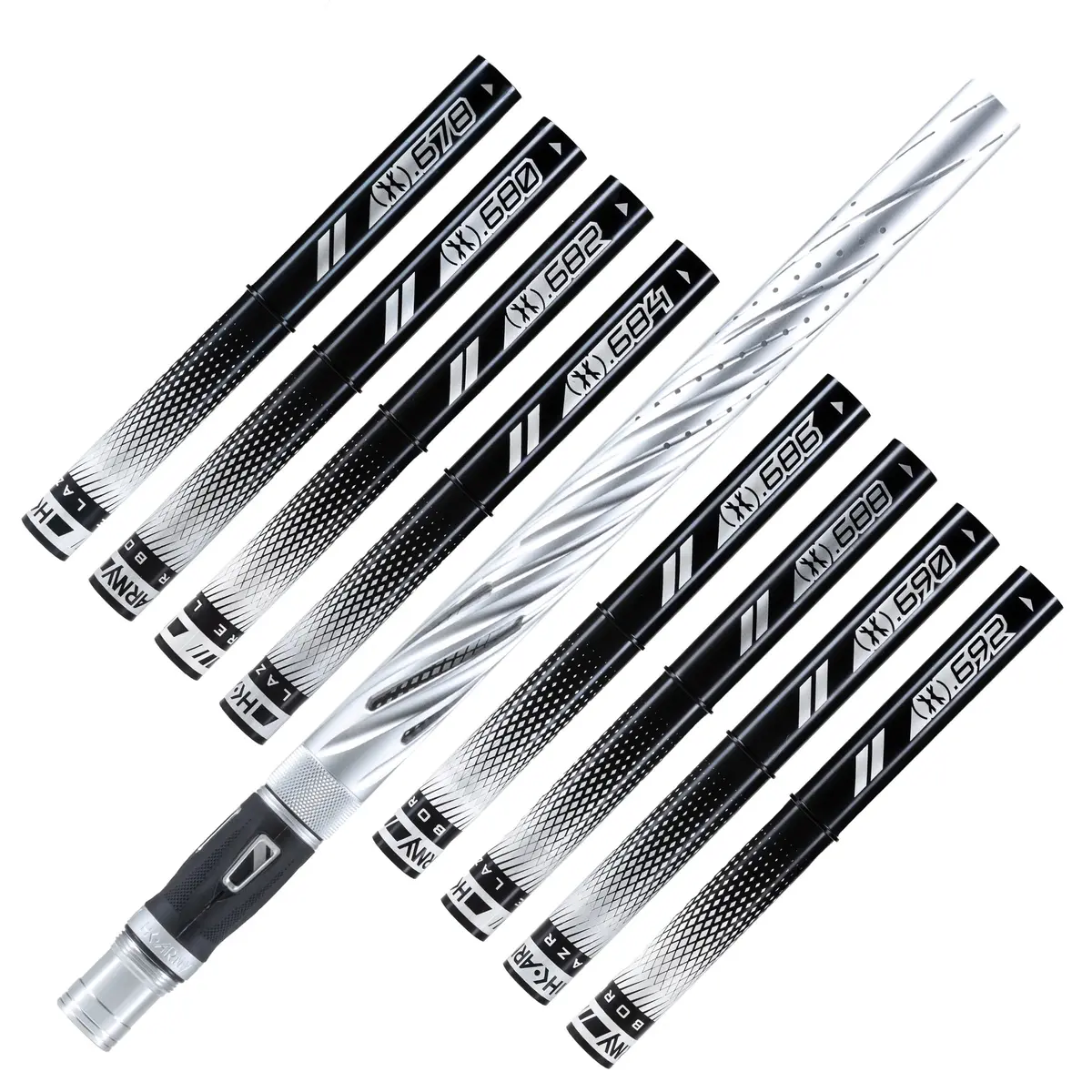 Hk Army Lazr Barrel Kit - Elite Orbit - Autococker Thread - Dust Silver/Black Inserts 1