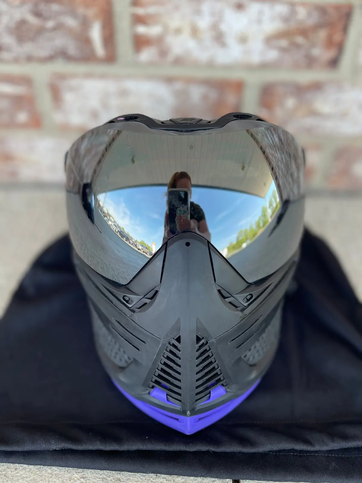 Used Push Unite Paintball Mask - Black With Purple Chin Extender 1
