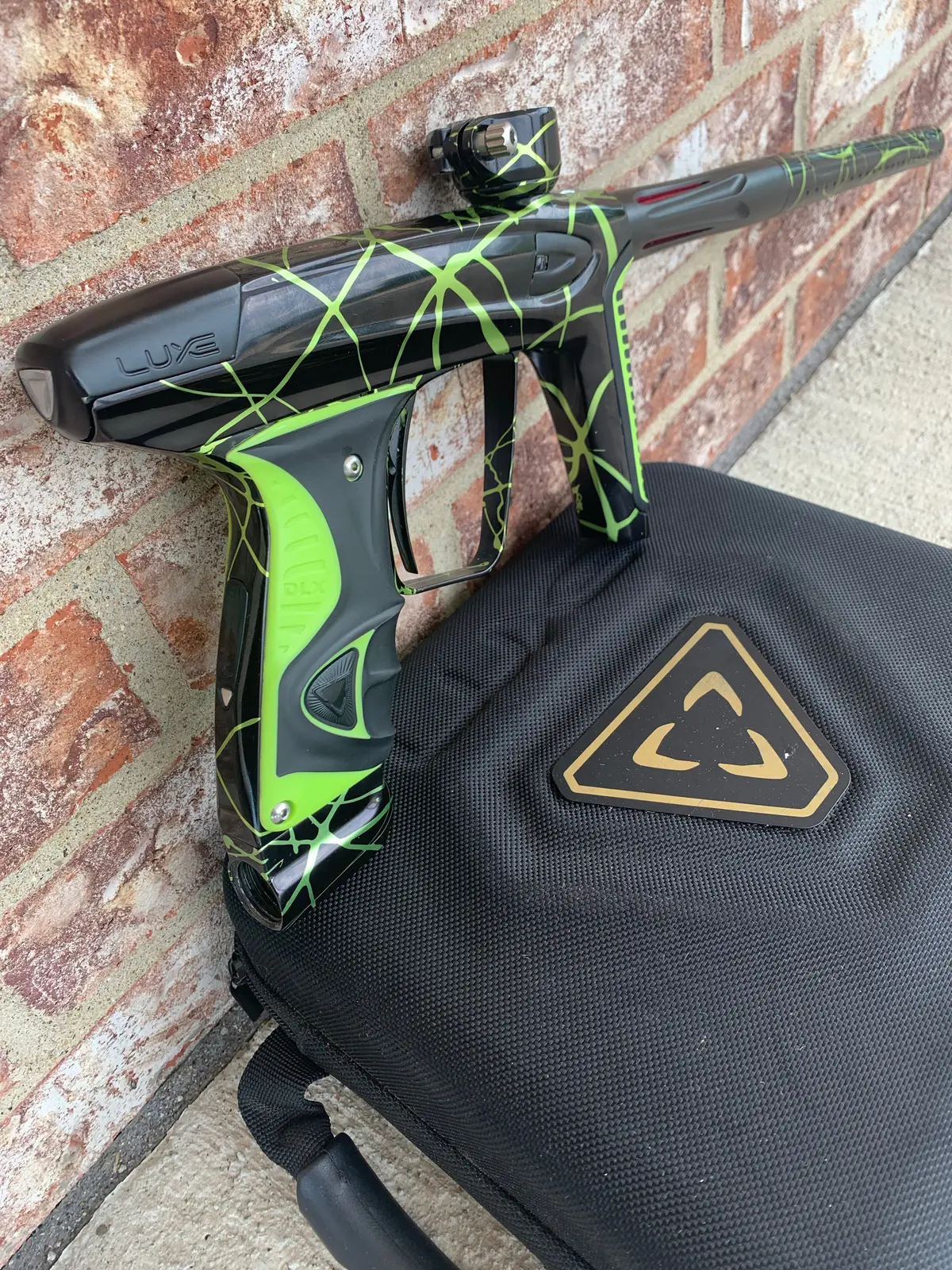 Used Smart Parts Dlx Luxe Ice Paintball Marker- Black/Lime 3D Splash 1