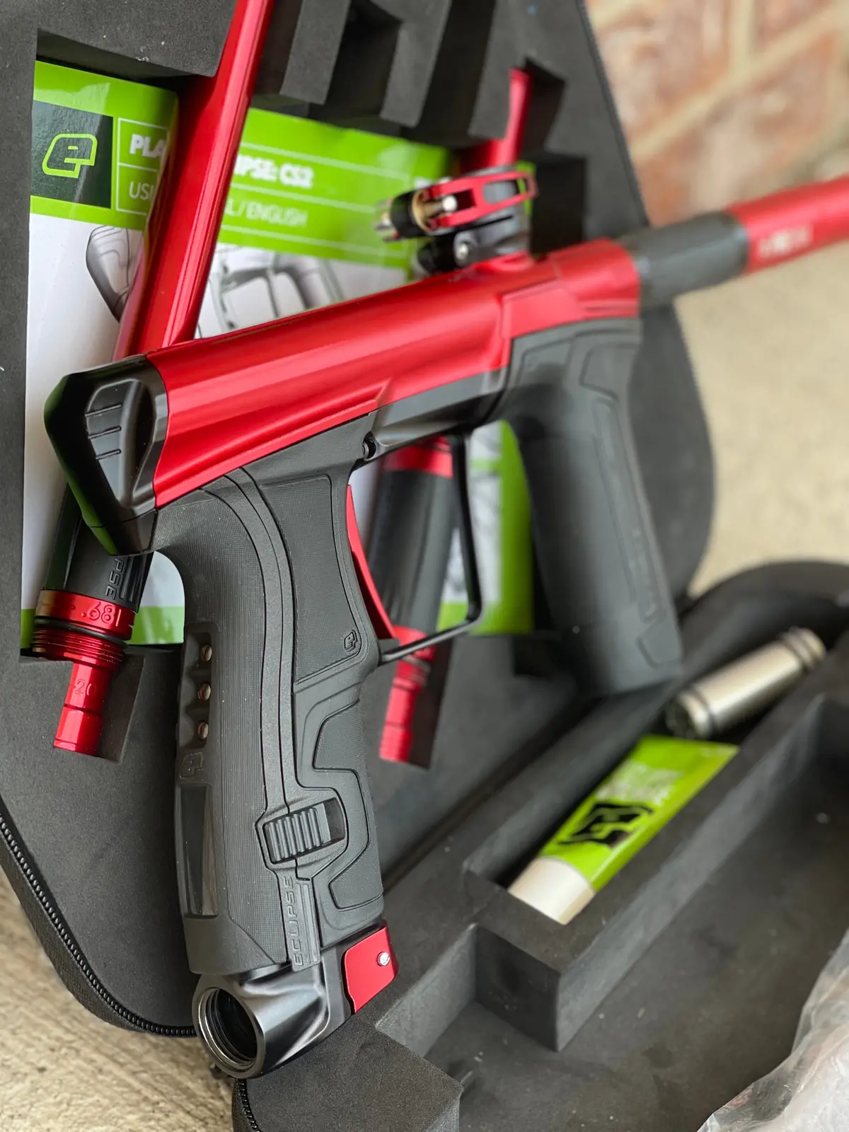 Used Planet Eclipse Cs2 Pro Paintball Gun - Red/Back With Infamous Silencio Tip 1