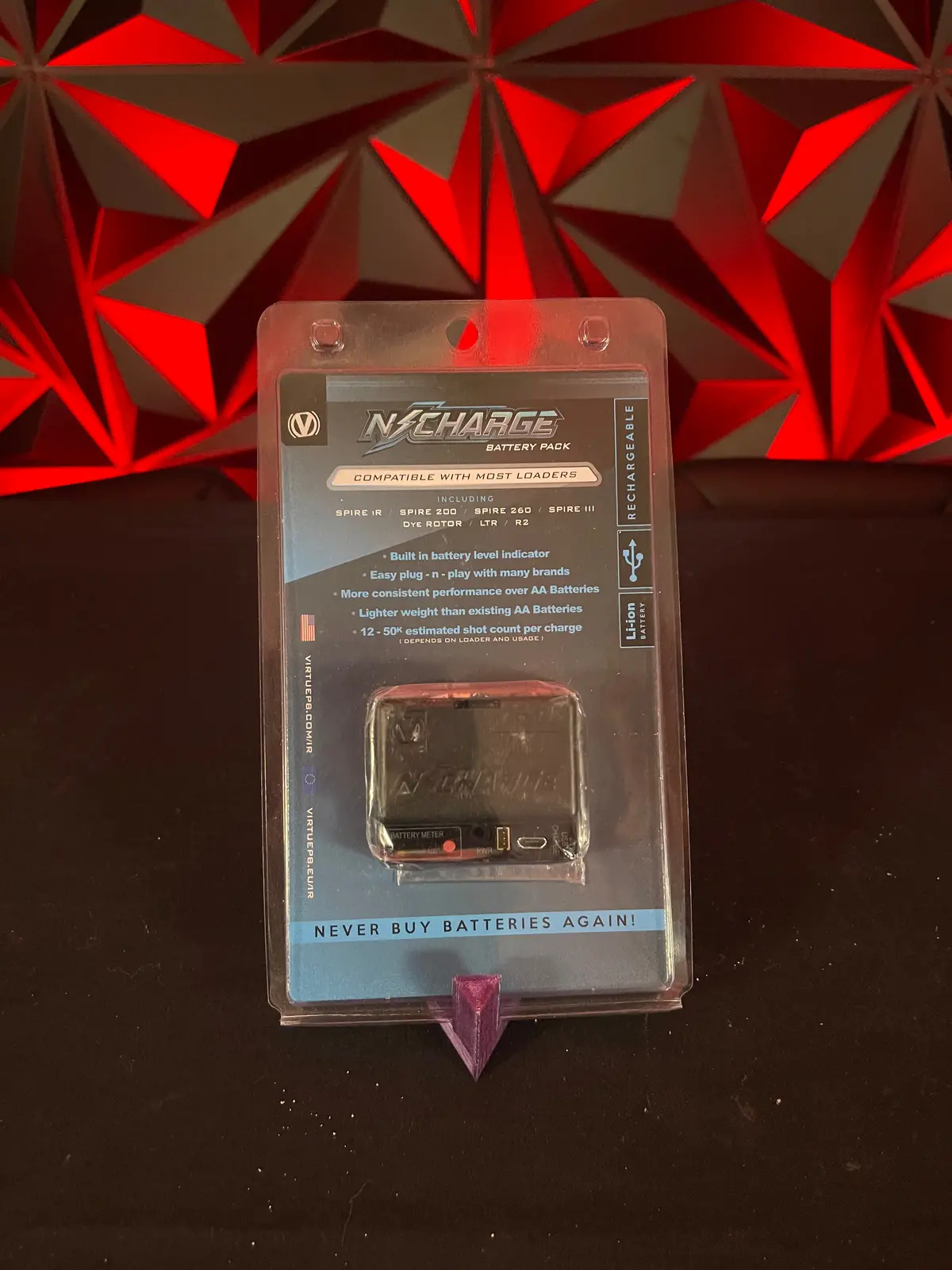 Used Virtue N-Charge Paintball Battery Pack 1