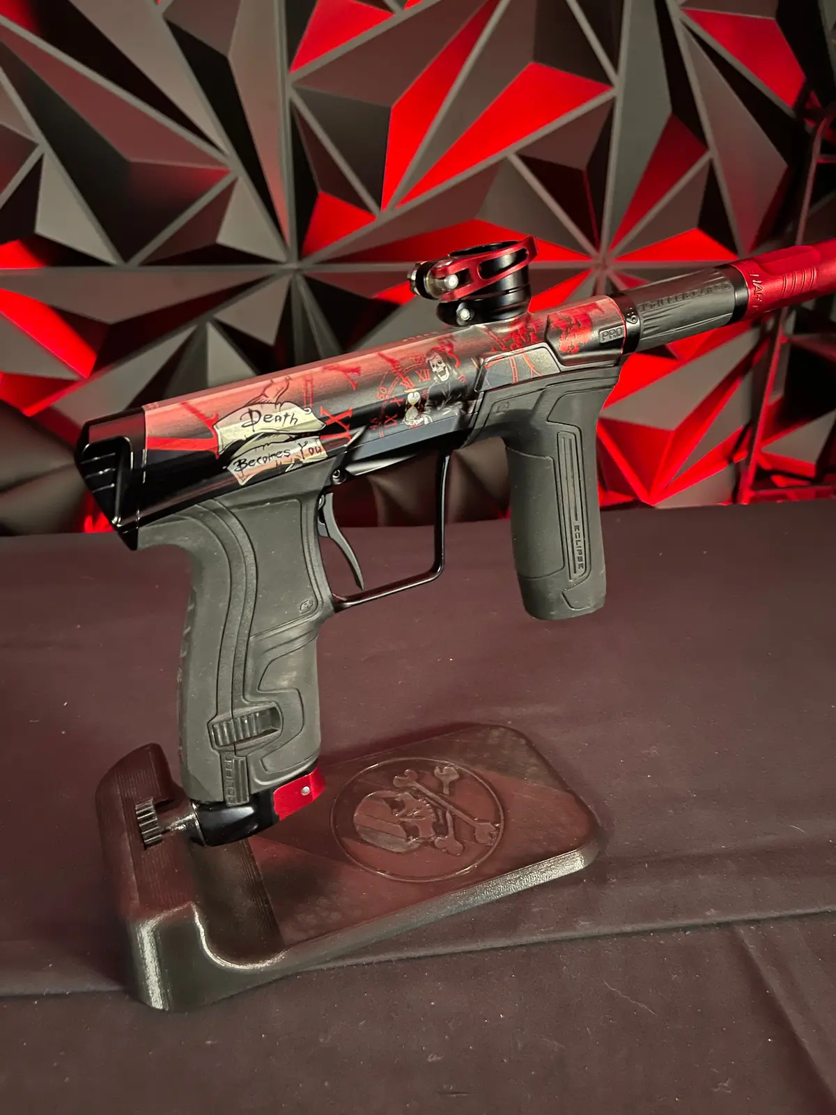 Used Planet Eclipse Cs2 Pro Paintball Gun - "Death Becomes You" W/ 3 Fl Backs 1