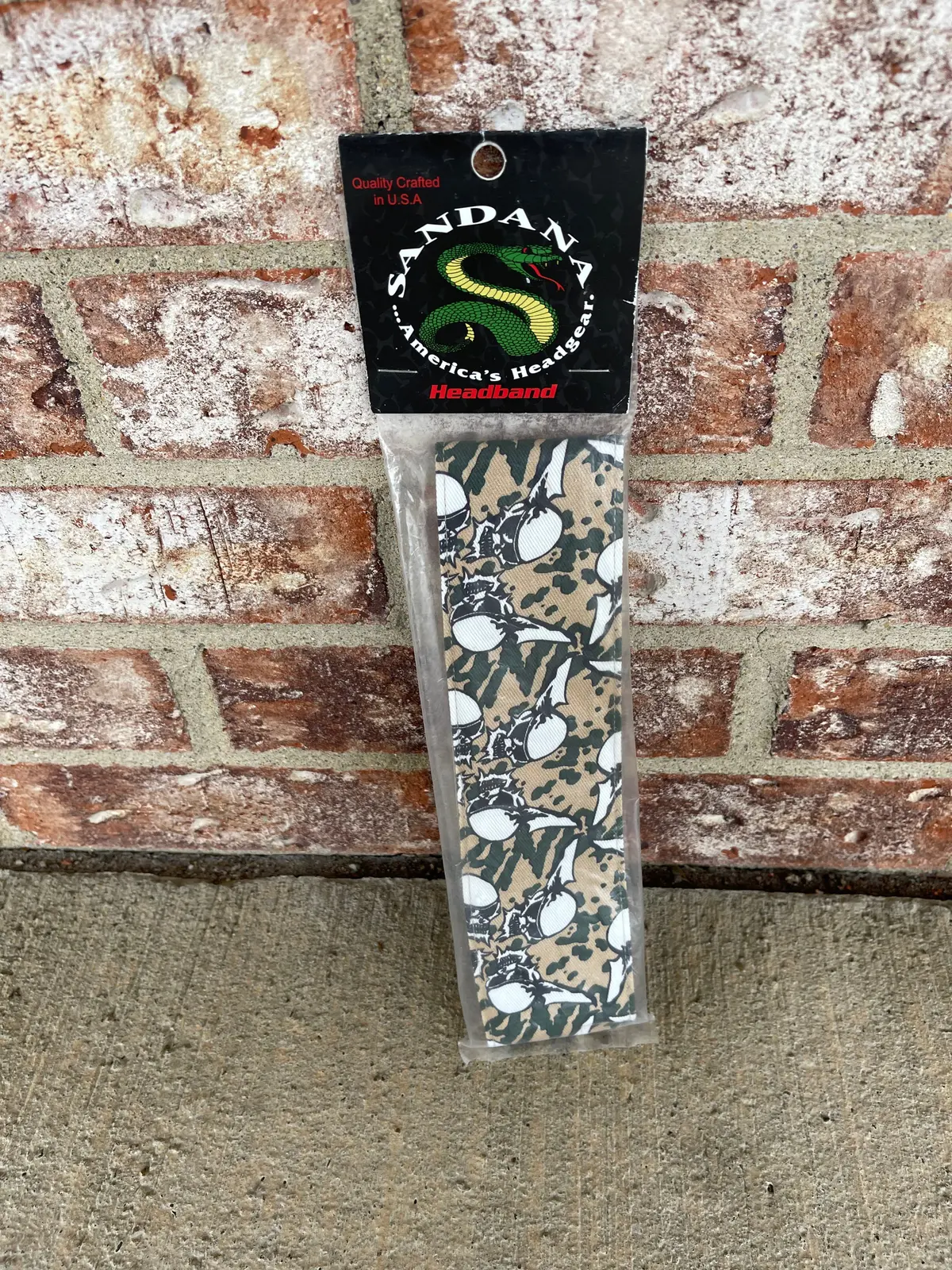 Sandana Flying Skulls Headband - Tan/Olive  "Sentz" W/ White Tag 1
