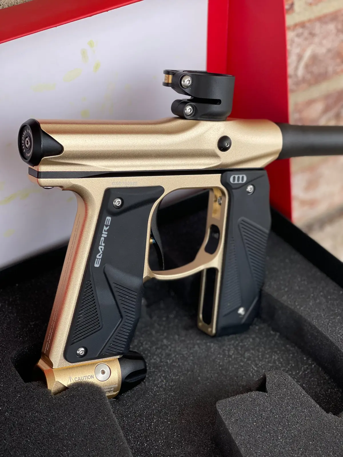Used Empire Mini Gs Paintball Gun - Dust Tan/Black W/ 2 Piece Barrel 1
