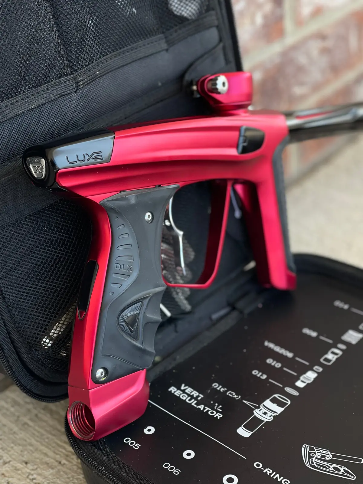 Used Dlx Luxe X Paintball Gun - Dust Red W/ Infamous Deuce Trigger 1