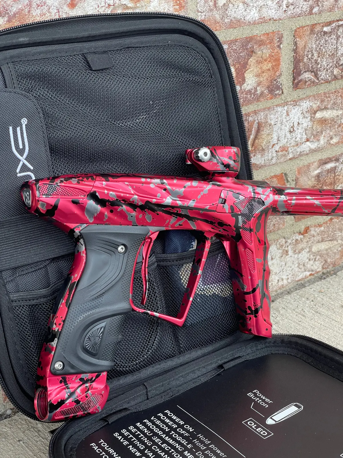 Used Dlx Hk Army A51 Luxe X Paintball Gun - Red W/ Black & Grey Splash 1