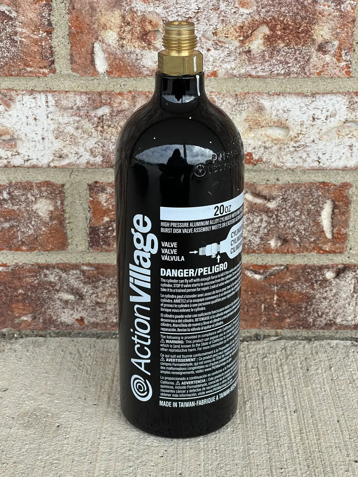 Used Action Village 20 Oz Co2 Paintball Tank - Black 1