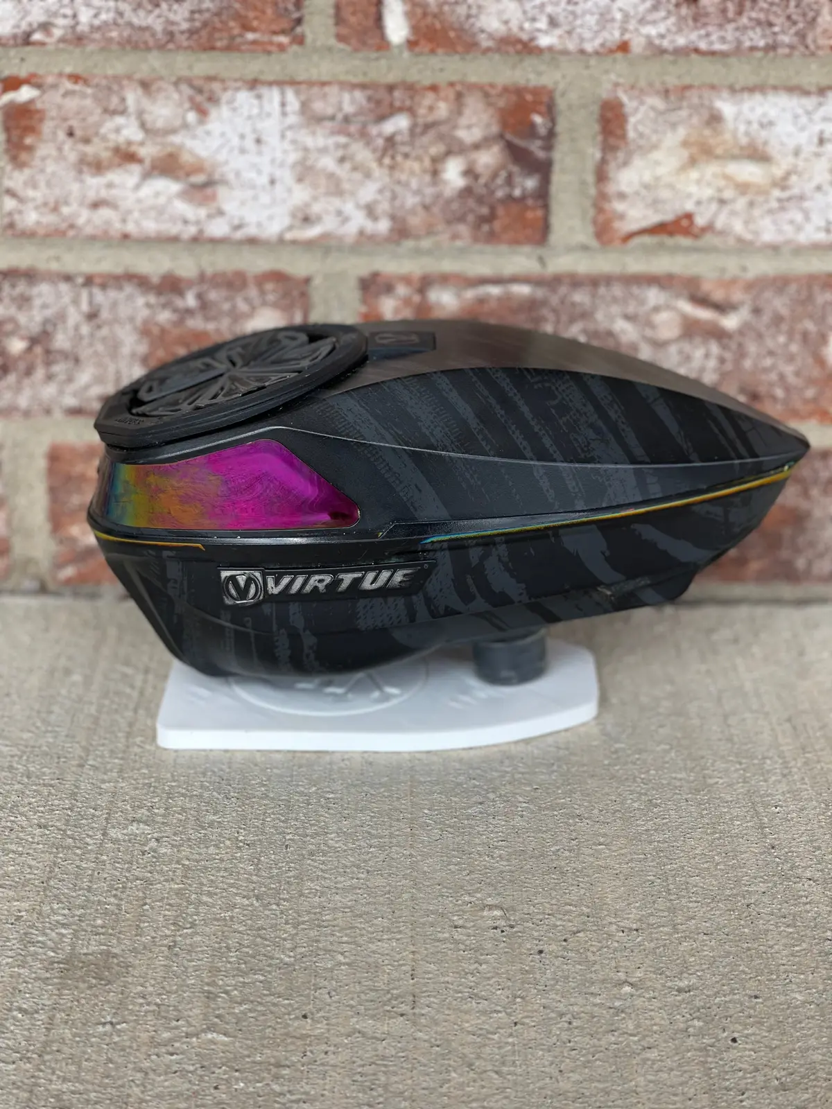 Used Virtue Spire 4 Paintball Loader - Fire W/Ntr Speedfeed And Rain Lid 1
