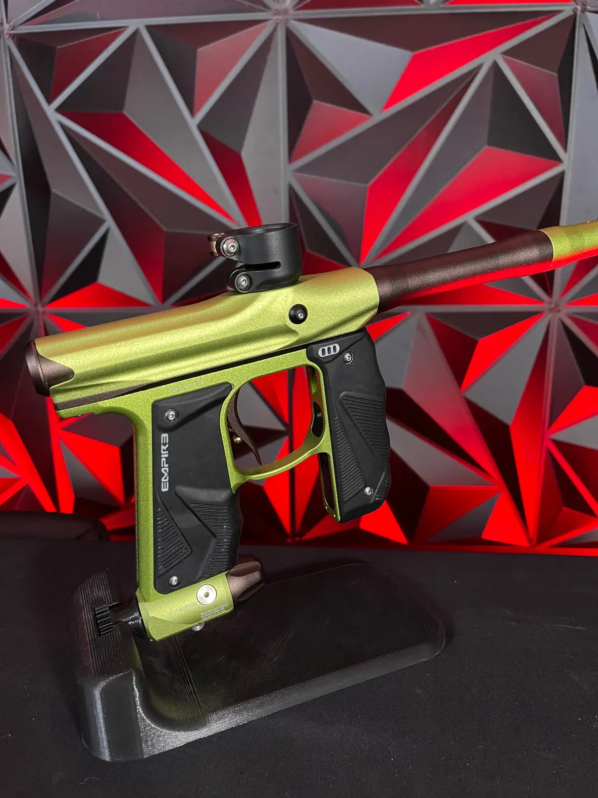 Used Empire Mini Gs Paintball Gun - Green / Brown W/ 2-Piece Barrel 1