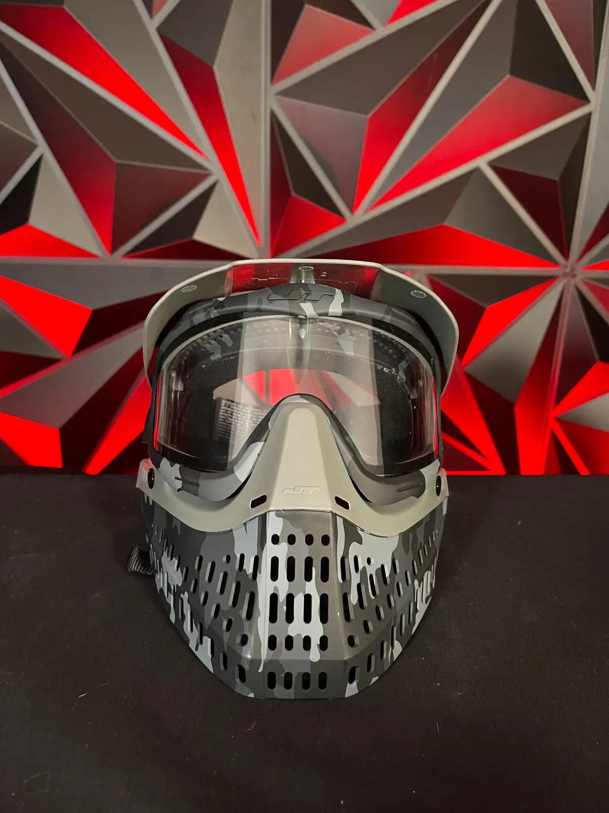 Used Jt Proflex Paintball Mask - Black Grey Camo Skirt W/Black Grey Camo Frame & Matching Visor 1