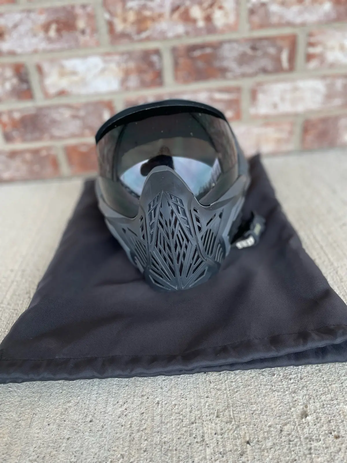 Used Bunker Kings Cmd Paintball Mask - Black Ninja W/ Soft Goggle Bag 1