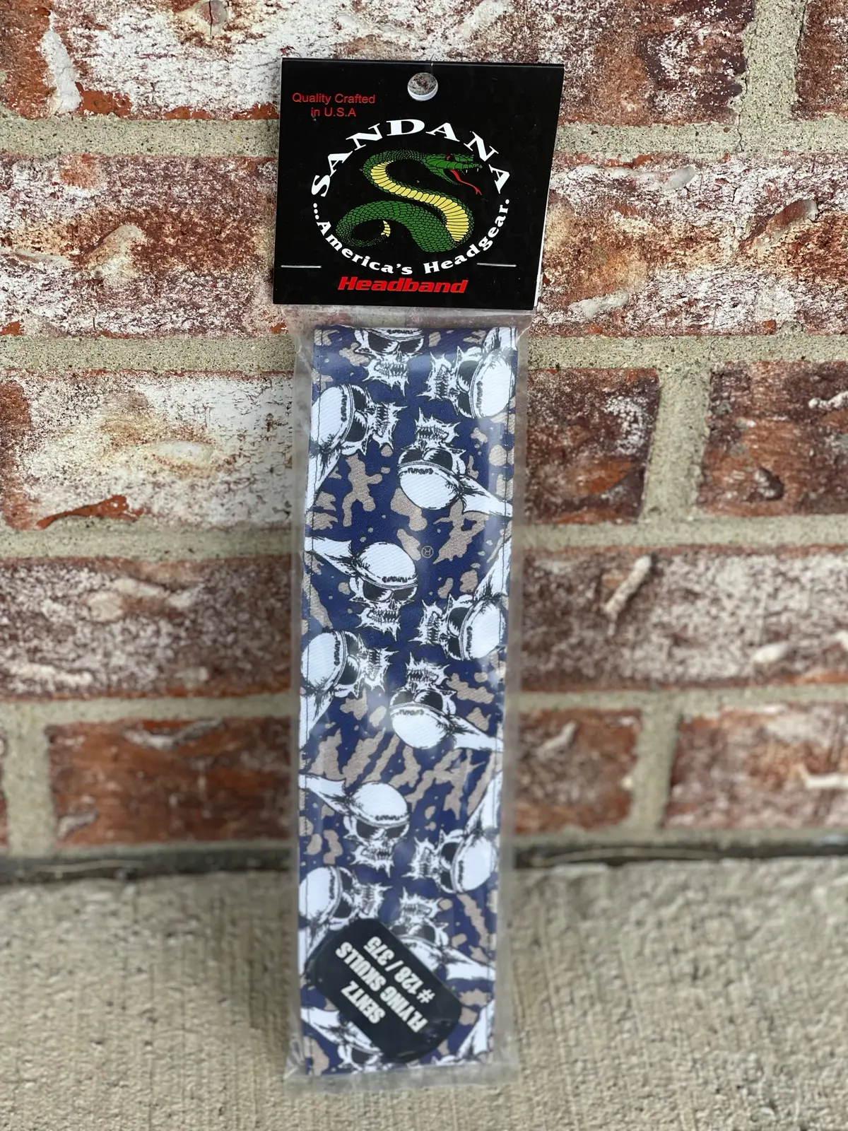 Sandana Flying Skulls Headband - Navy/Tan "Sentz" W/ Blue Tag 1